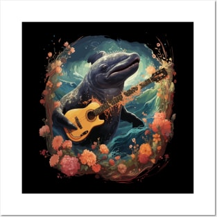 Whale Playing Guitar Posters and Art